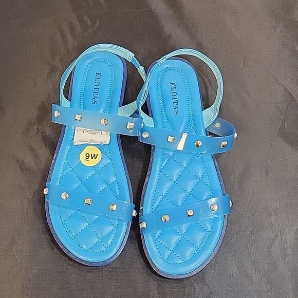 BRAND NEW ELDITAS JELLY STUDDED DOUBLE AND ANKLE STRAP WOMEN"S OPEN TOE SANDAL - Picture 1 of 12